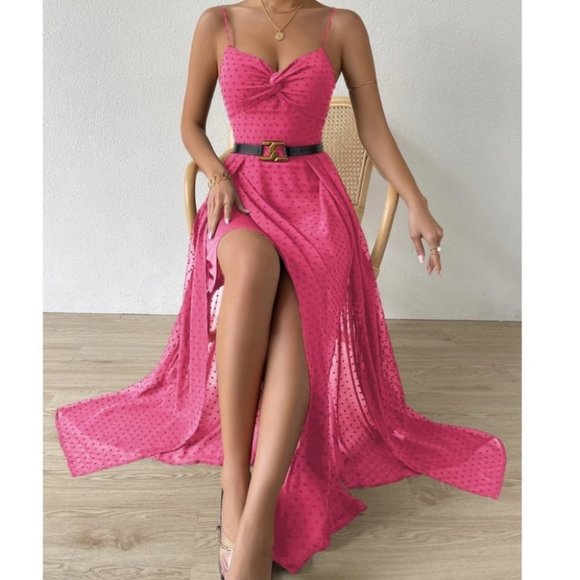 . Dresses & Skirts - Swiss Dot Cami Maxi Dress PINK